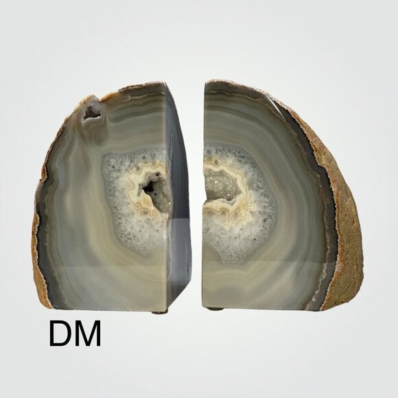 Agate Crystal Bookends w/ Geode Center, Natural Stone, Home Decor, 3+ lbs. (DM) - Picture 10 of 11